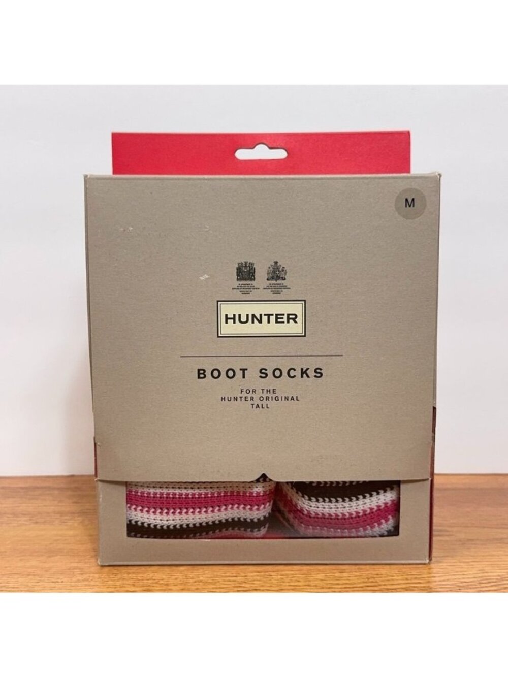 Hunter Original Tall Deckchair Stripe Boot Socks M Womens 5-7 Pink Black White